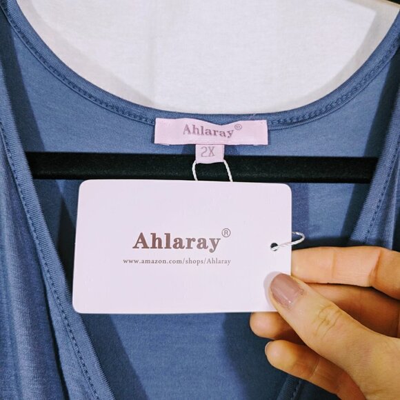 Ahlaray Light Purple Short Sleeve Stretch Dress w/Crossover Neckline Size 2x - Picture 3 of 4